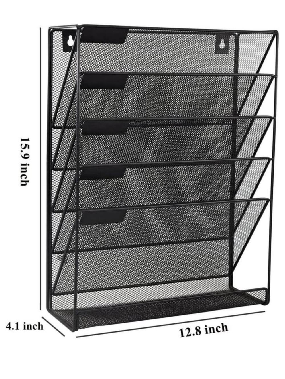 EASEPRES Mesh Hanging Wall File Holder Organizer Storage 6-Tier Black